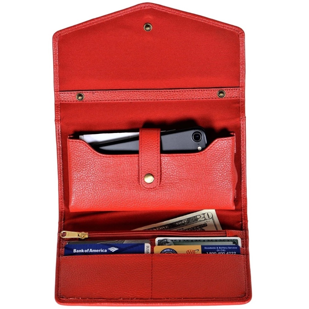 Timberland Cherry Red Leather Crossbody Phone Wallet‎ NWT - Picture 2 of 10